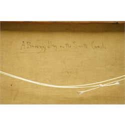 Frank Hider (British 1861-1933): 'A Breezy Day on the South Coast', oil on canvas signed, titled verso 29cm x 49cm