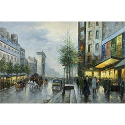 French School (20th century): Victorian Street Scene, oil on canvas unsigned 59cm x 90cm