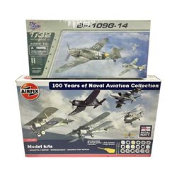 Airfix 100 Years of Naval Aviation Collection construction kit; and 21st Century Toys Messerschmitt BF-109G-14 construction kit; both boxed (2)