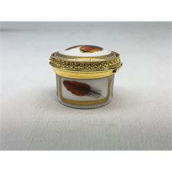 Royal Worcester porcelain pill box from The Connoisseur Collection, Flight Feathers, boxed