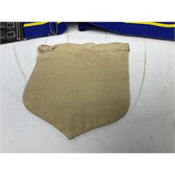 Miscellaneous militaria including two Royal Artillery and one Royal Horse Artillery stable belts; Northamptonshire Regiment trench art brass shell case lighter; unused Matchless Fire-Set; pocket knives and multi-tool; lanyards; oak shield with York & Lancaster crest etc