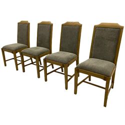 Windsor by Mark Devany oak rectangular extending dining table, with butterfly leaf, and four chairs with upholstered seats and backs