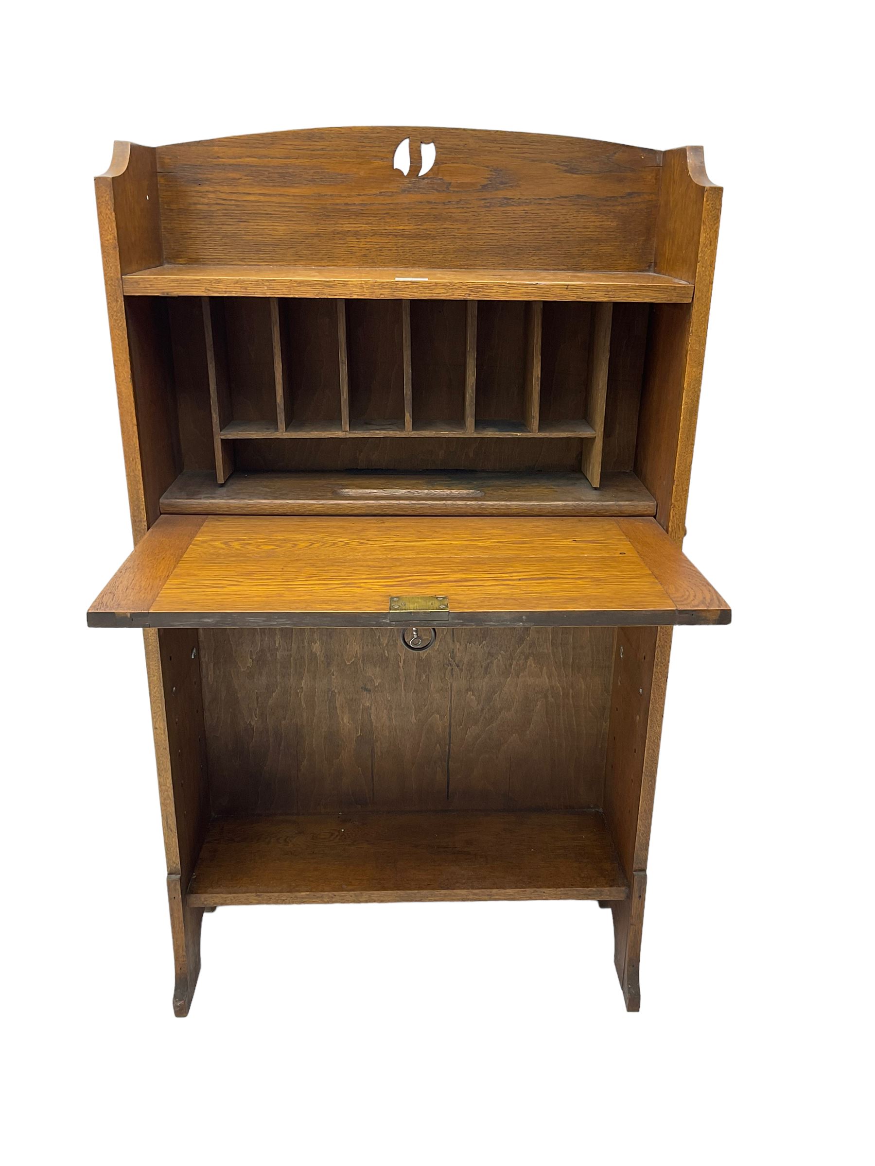 Early 20th century oak fall front writing desk bookcase
