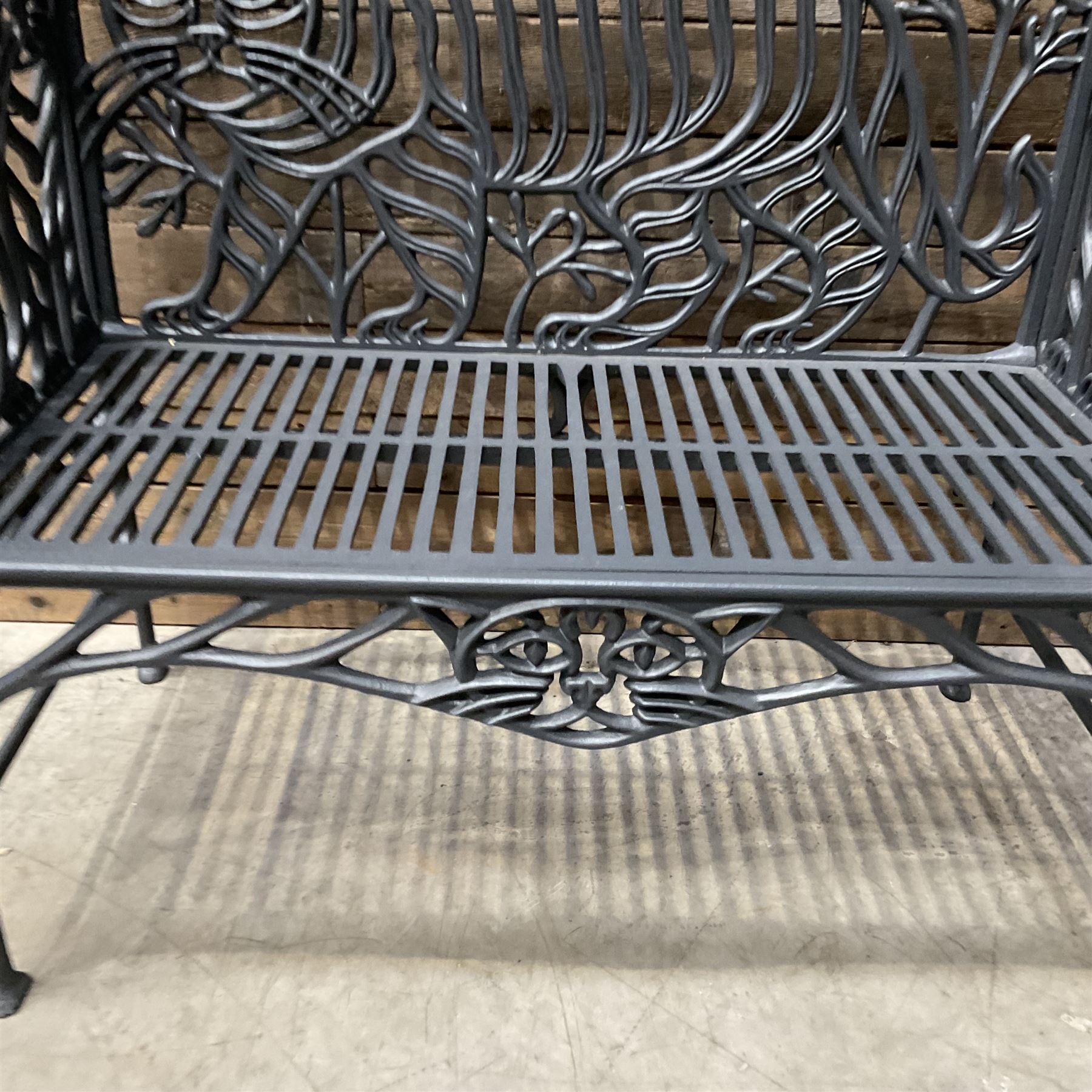 Richard Bawden (1936-2024); - Cat design painted cast iron garden bench