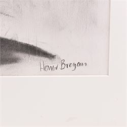 Honor Brogan (British Contemporary): 'Lichfield Cathedral - West Front', charcoal signed, titled and dated 2001 on exhibition label verso 83cm x 58cm