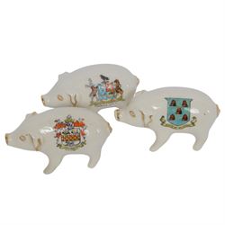 Large collection of Crested Ware pigs, including examples from Southport, Layton, Tottenham Whitby etc 