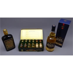  Glen Moray Classic Speyside Single Malt Scotch Whisky, 700ml 40%vol in carton, William Grants Miniature Collection of six bottles, 5cl 40%vol in tin with card slip & Amaretto Arino Liqueur, 70cl 15%vol, 8btls  