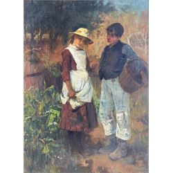 Flora MacDonald Reid (Scottish 1861-1938): 'Love's Young Dream', oil on canvas signed, original title label verso 60cm x 44cm