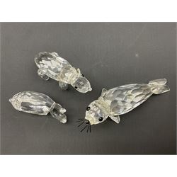 Twenty nine Swarovski Crystal animals, to include koala and baby, in frosted tree branch, elephants, polar bears, squirrel, monkeys, panda, unicorn and snails, etc 