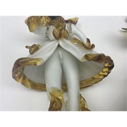 Pair of murano glass figures of Courtesans, H37cm