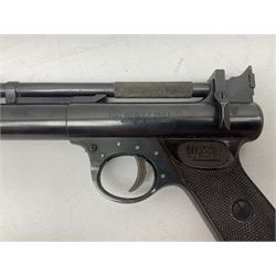 Webley Premier .22 air pistol with over lever action No.902 L24cm; and quantity of .22 pellets in two tins