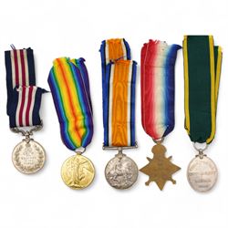Group of WWI medals to 1686 Cpl F Porter Leic. Yeo. including War, Victory and Military medals and Territorial Efficiency Medal in Princess Mary gift tin with disembodied certificate as Sergeant 1919 etc