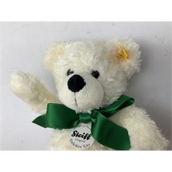 Steiff Special Edition Prince Charles black bear, with HRH coat of arms on foot and growler mechanism, with white tag ear label, in original box, together with Steiff 'Yorkshire Tyke' bear with rose on foot