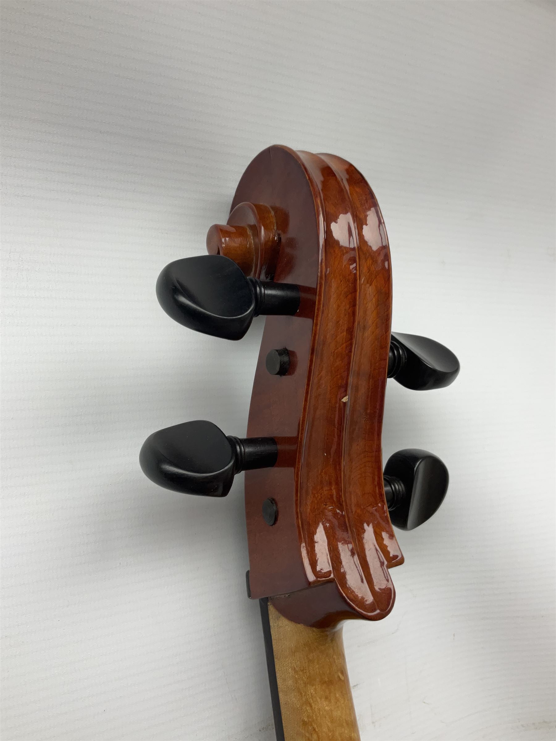 Modern Hungarian half-size cello with 69cm two-piece maple back and ribs and spruce top L114cm overall; and Stentor half size cello bearing label 'The Stentor Student II'; each in soft carrying case (2)