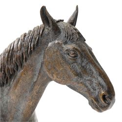 Sally Arnup FRBS ARCA (1930-2015): Study of Horse's Head, bronze, signed and numbered I/X, mounted on white marble base, including base H30.5cm 