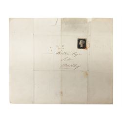 Great Britain Queen Victoria penny black stamp on cover, tied to cover with red MX cancel