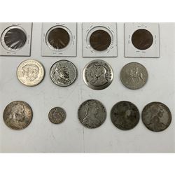 World coins, including three Maria Theresa restrike thalers, William IIII 1834 one shilling, two Queen Elizabeth II South Africa 1957 five shilling coins, other South African coinage, commemorative coins and medallions etc