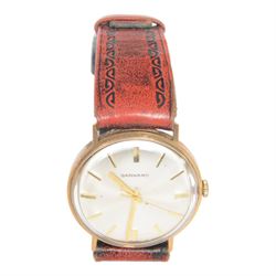 Garrard gentleman's 9ct gold manual wind presentation wristwatch, London 1972, on leather strap