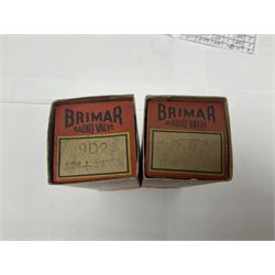 Eleven Brimar thermionic radio valves/vacuum tubes, including 6A7, 35L6GT, 9D2, OZ4 etc, mostly in original boxes