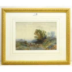  William Gilbert Foster (Staithes Group 1855-1906): Driving Cattle on a Country Lane, watercolour signed 23cm x 34cm  