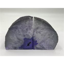 Pair of purple agate, natural edged bookends, H19cm