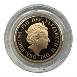 Queen Elizabeth II 2018 gold proof full sovereign coin, cased with certificate