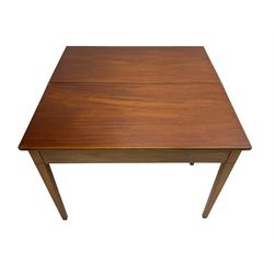 19th century mahogany side table, moulded rectangular fold-over top, single gate-leg action base, on square tapering supports