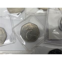 Mostly Queen Elizabeth II Great British commemorative fifty pence coins, including 2003 'Give Women The Vote', various 2011 relating to the 2012 Olympic Games, 2020 'Peace prosperity and friendship with all nations' etc, face value approximately 39 GBP