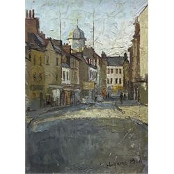 Margaret Peach (British 20th century): Street Scene, oil on canvas signed 34cm x 25cm
