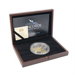 Queen Elizabeth II Bailiwick of Jersey 2019 '50th Anniversary of Concorde' five ounce silver proof ten pound coin, cased with certificate
