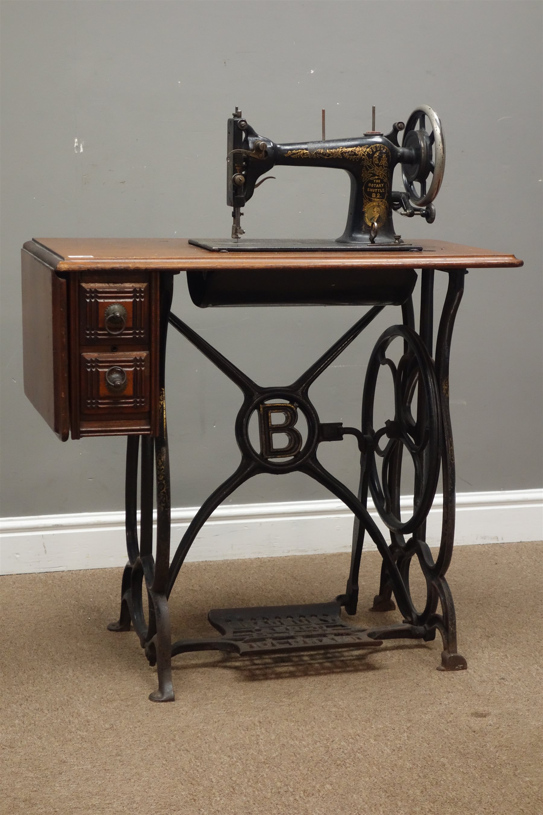 Bradbury & Co. 'Rotary Shuttle B2' Treadle Sewing Machine, on cast iron