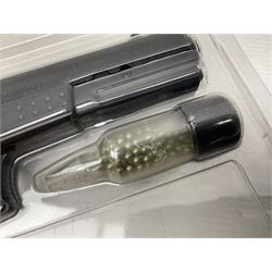 Marksman 1018 spring action BB pistol, serial no.121912951321, L27cm in original packaging with ball dispenser; and KWC .177 cal. CO2 revolver, serial no.31128882, L31cm (2)  NB: AGE RESTRICTIONS APPLY TO THE PURCHASE OF AIR WEAPONS.