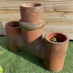 Pair of cast stone rectangular garden ornate planters and chimney pot - THIS LOT IS TO BE COLLECTED BY APPOINTMENT FROM DUGGLEBY STORAGE, GREAT HILL, EASTFIELD, SCARBOROUGH, YO11 3TX