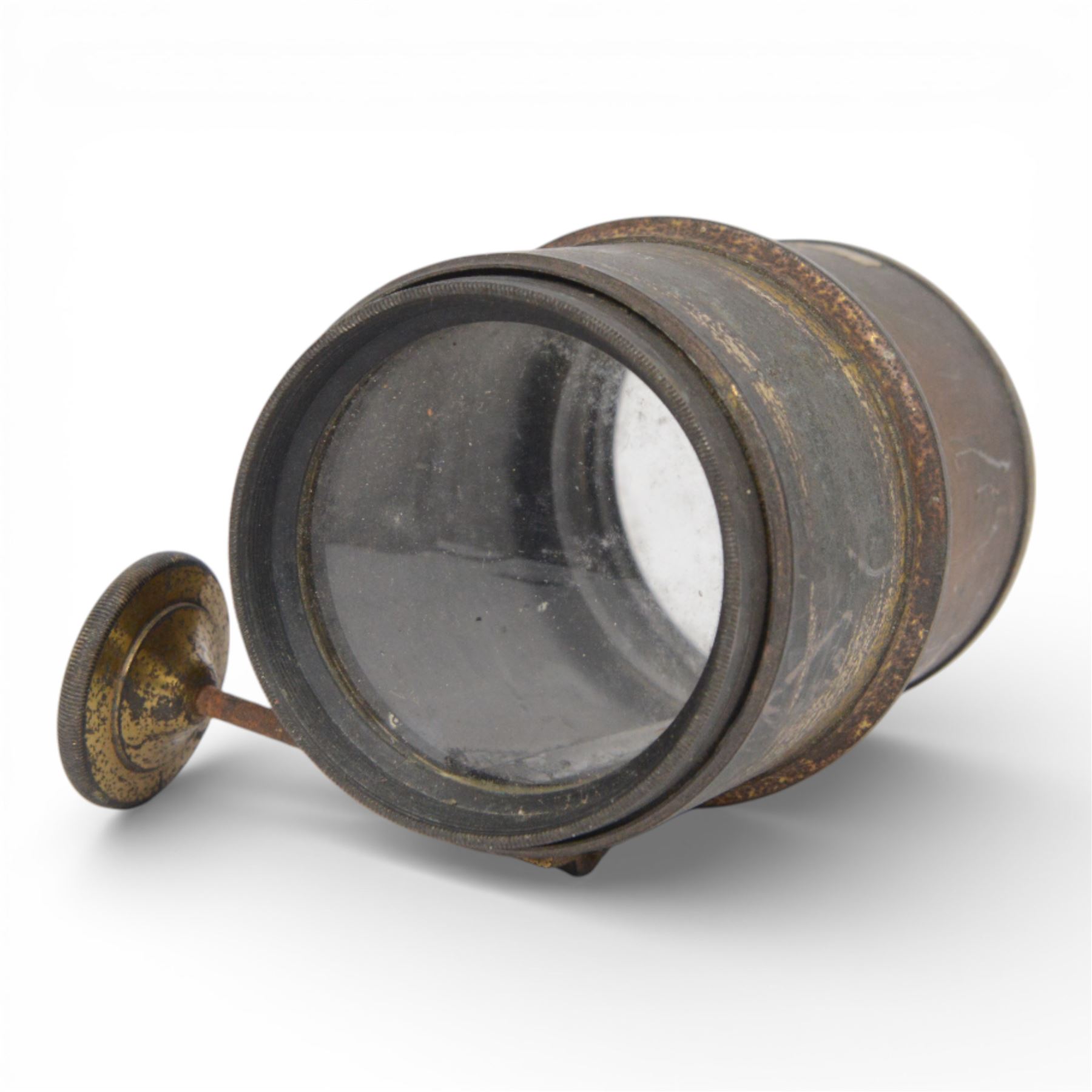 Late 19th century French brass cased camera lens, engraved Lerebours et Secretan a Paris, serial no. 8302, lens D6cm