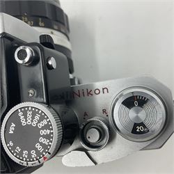 Nikon photomic Ftn camera body, with red engraving, serial no 7006572, circa 1969, with 'Nikon NIKKOR-O Auto 1:2 f=35mm' lens, serial no. 830478