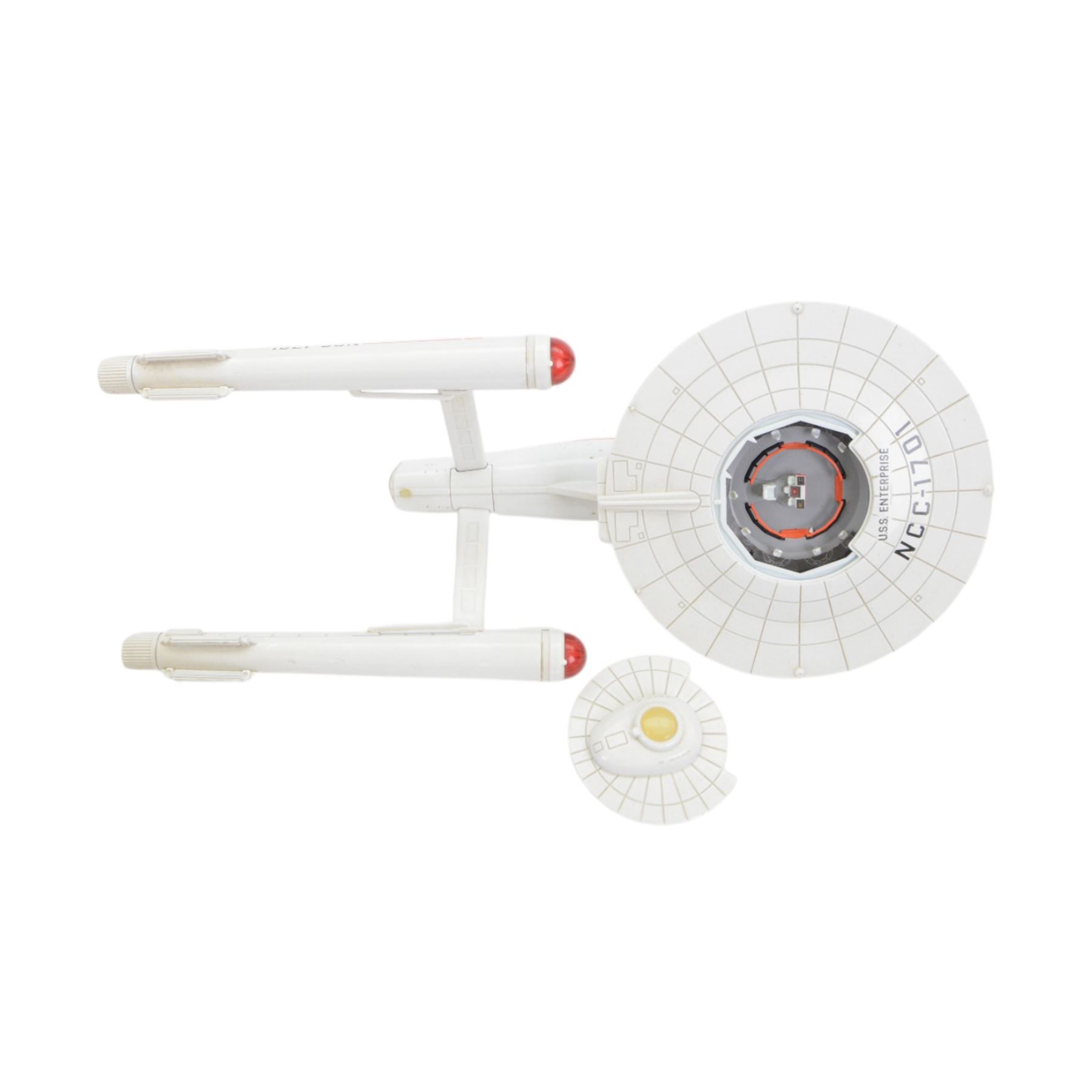 Two Paramount Pictures Star Trek die cast models, comprising USS Enterpirse NCC-1701-D and 25th Anniversary Edition USS Enterprise NCC-1701, both with stands