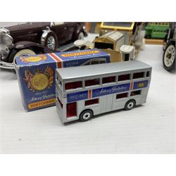 Four Franklin Mint 1:24 scale model cars, to include 1940 Duesenberg, 1912 Packard Victoria, 1935 Duesenberg and 1911 Rolls Royce, together with other diecast vehicles including Matchbox Models of Yesteryear, Lledo etc