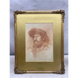 Circle of Frederic Leighton (British 1830-1896): Portrait of a Bearded Gentleman, sanguine chalk unsigned, attributed on mount 31.5cm x 22.5cm 