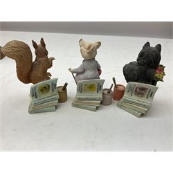 Frederick Warne & Co The World of Beatrix Potter figures to include Peter Rabbit in Mr Mcgregor's Garden, Peters Hiding place, Mrs Tiggy Winks, The Tale of Jonny Town-Mouse, etc, many with original boxes 