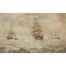 William Frederick Settle (British 1821-1897): Sailing and Steam Vessels at Sea, watercolour monogrammed and dated '87,  22cm x 33cm
