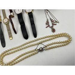 Two Rotary wristwatches including Avenger example, Medana watch with double face, ladies Seiko wristwatch, Summit wristwatch and costume jewellery