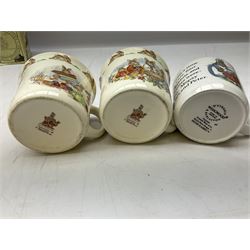 Royal Doulton Bunnykins nursery set in box and two cups, together with two Wedgwood Peter Rabbit mugs and Royal Staffordshire Noddy money box and cup (7)