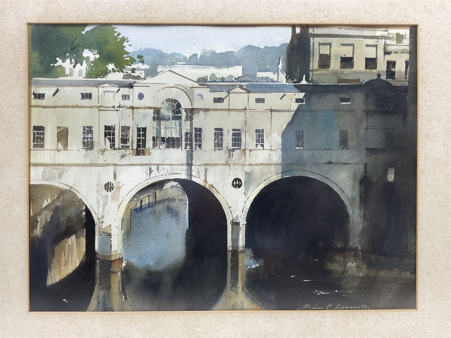 Brian C Lancaster (Bristol Savages 1931-2005): 'Pulteney Bridge' Bath and The Severn Suspension Bridge, two watercolours signed, the former titled and dated April 1987 on label verso 33cm x 45cm and 26cm x 35cm (2)