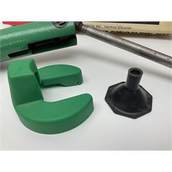 RCBS single station loading press with shell holder and powder funnel; and boxed Lee Powder Measure Kit