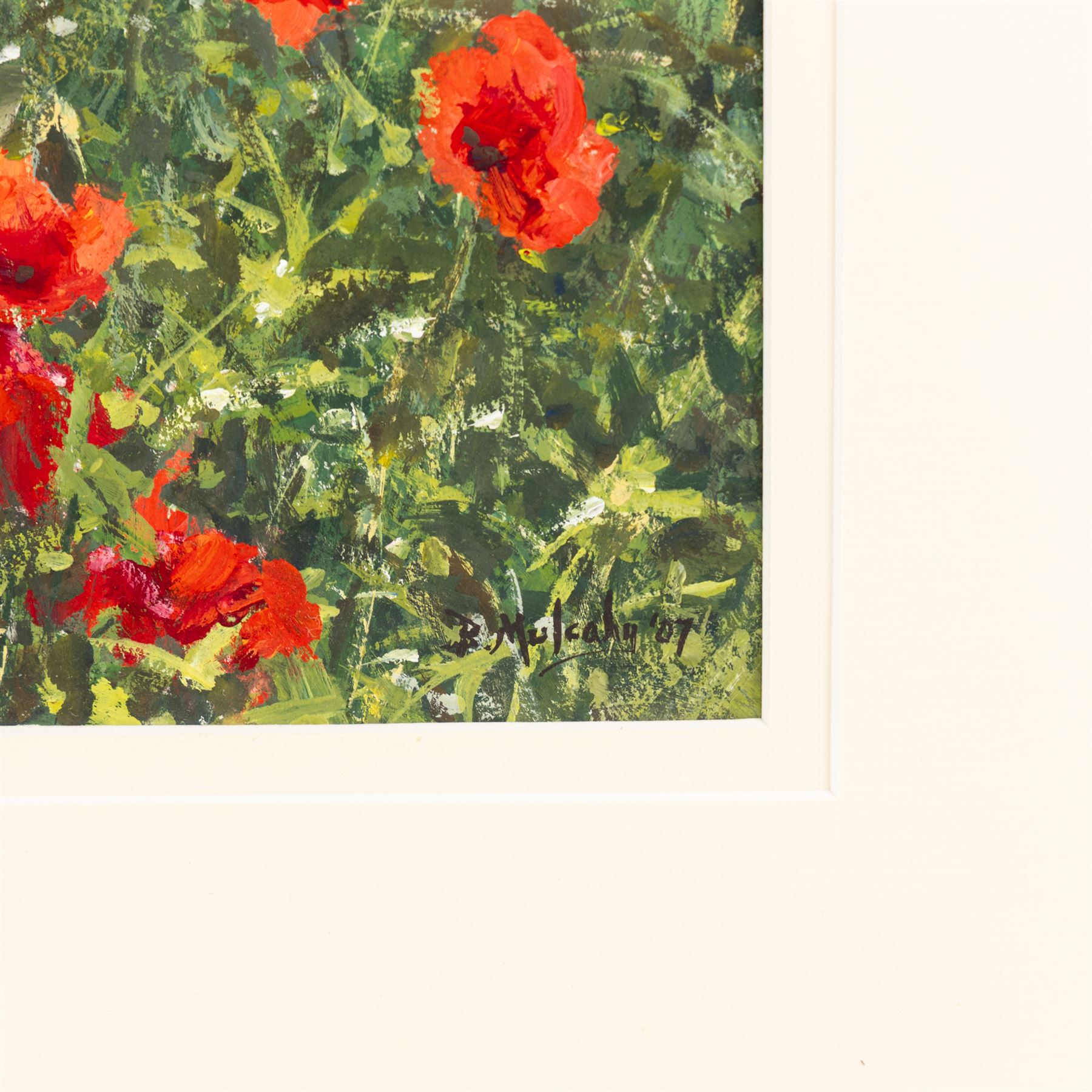 Bruce Mulcahy (West Yorkshire 1955-): Field of Poppies, gouache signed and dated '07, 19.5cm x 25.5cm
