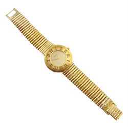 Bueche Girod slim 9ct gold quartz bracelet wristwatch, stamped 375