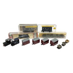 'N' gauge - Minitrix Class A4 4-6-2 locomotive 'Mallard' No.60022; in hard perspex case; Lima Diesel Shunter No.D2790; boxed; 0-6-0 locomotive 'Margaret' with four Colin Ashby EDLR coaches and three wagons; and Egger-Bahn 0-4-0 locomotive No.5 with two coaches in hard plastic boxes (13)