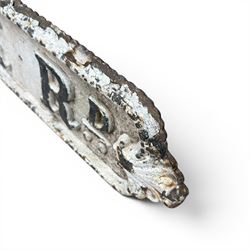 'Alum Rock Rd' - Victorian cast iron street sign, onate design, oval ends with shell motifs