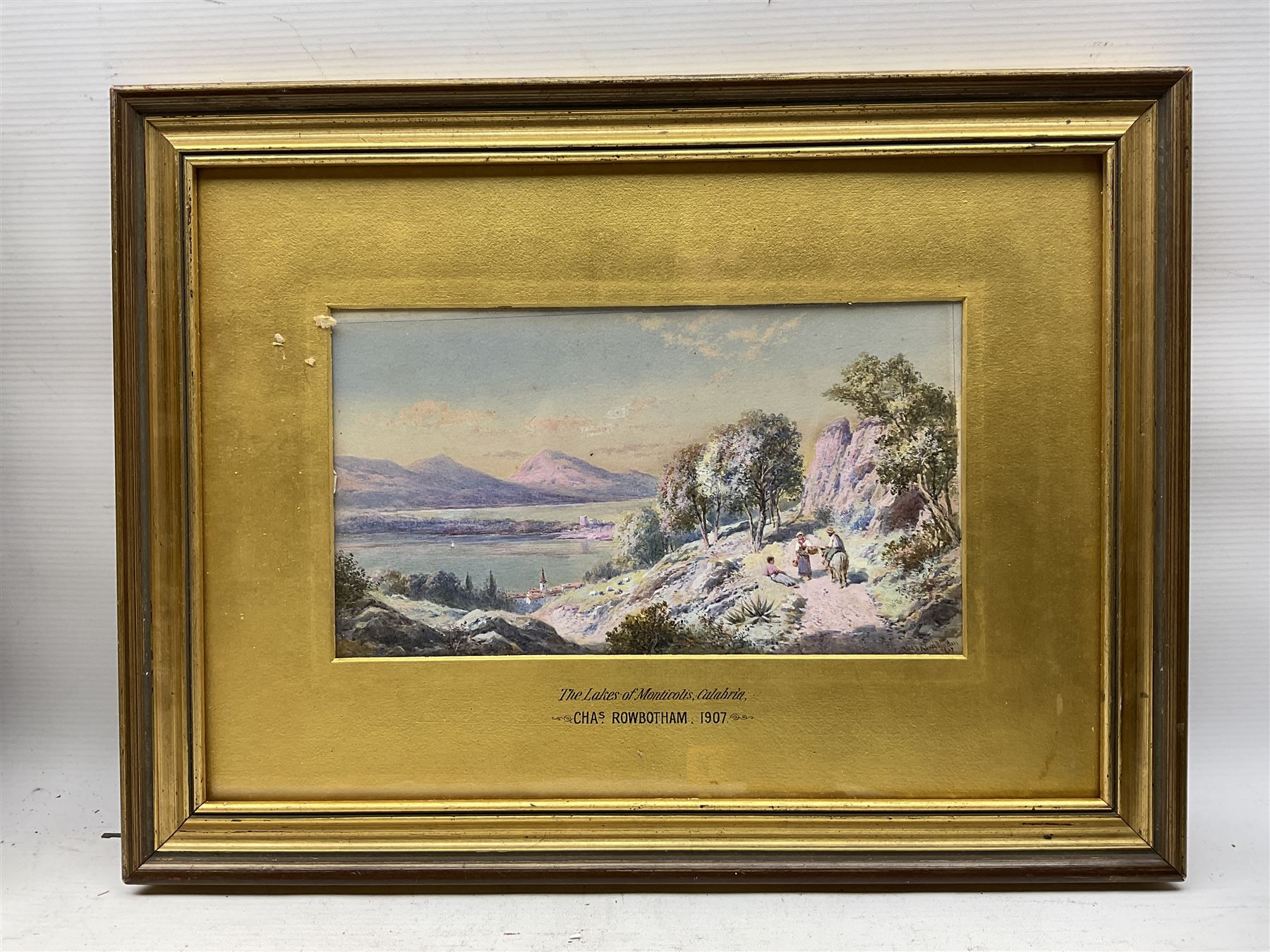 Charles Edmund Rowbotham (British 1856-1921): 'The Lakes of Monticolis - Calabria', watercolour signed, titled and dated 1907 on mount, 15cm x 17.5cm 