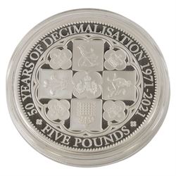 Queen Elizabeth II Tristan da Cunha 2021 '50th Anniversary of Decimalisation' five ounce silver proof twenty-five pound coin, issued by the Jubilee Mint, cased with certificate